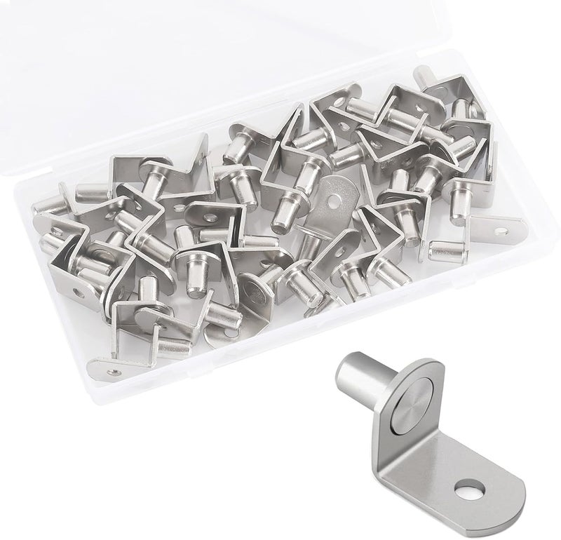 Delatanus 1/4 Inch Shelf Pegs,40Pcs Bracket Support Pins L-Shaped Holders for Cabinets,Shelves,Wodrob,Nickel Plated - Image 4